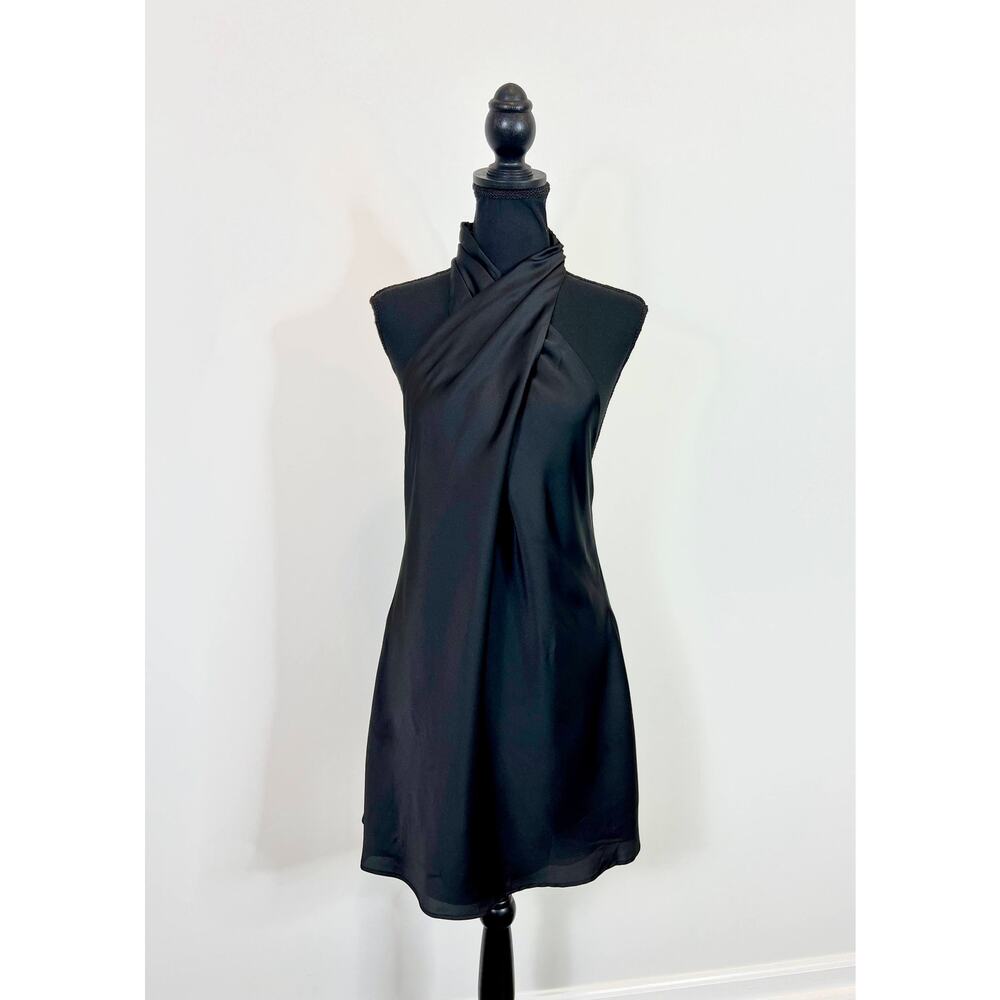 Show Me Your Mumu Jasmine Halter Dress in Black Large Mini Satin Party Gothic - Picture 1 of 4